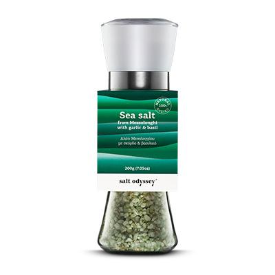 Sea Salt with Garlic & Basil with Grinder